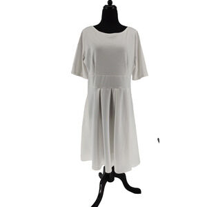 Oklich Woman's NEW All White Dress Size XXL Fit&Flare Zipper Stretch Pockets